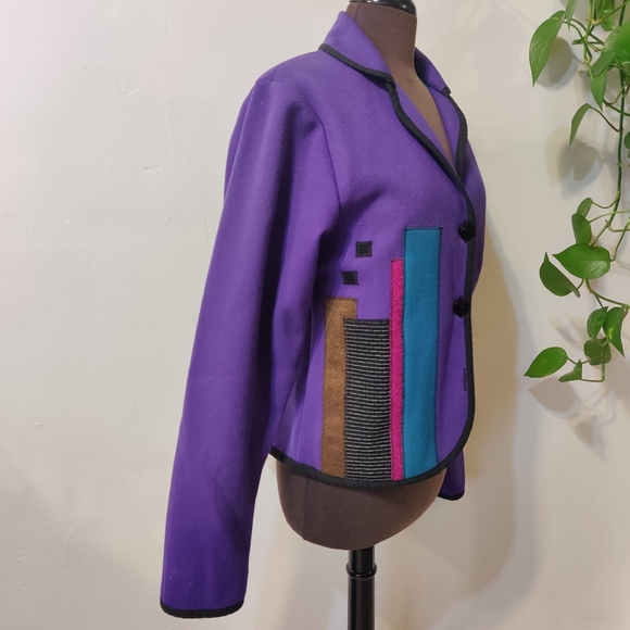 Lynn Murray Vintage Purple Patched Wool Jacket - Picture 2 of 10